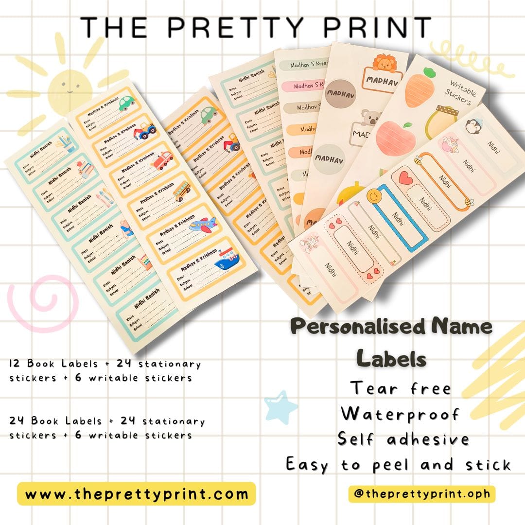 Personalised name label stickers
