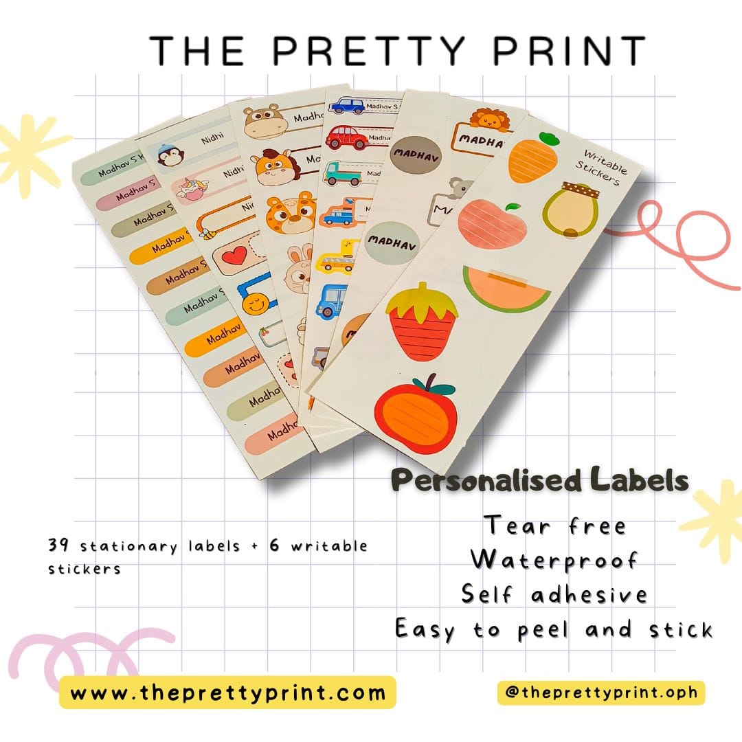 Personalised name label stickers