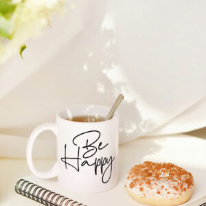 Ceramic Motivational Coffee Mug – Be Happy