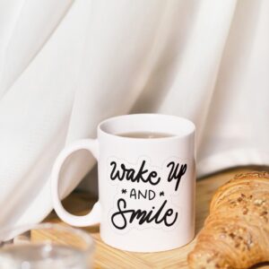 Ceramic Motivational Coffee Mug – Wake Up and Smile